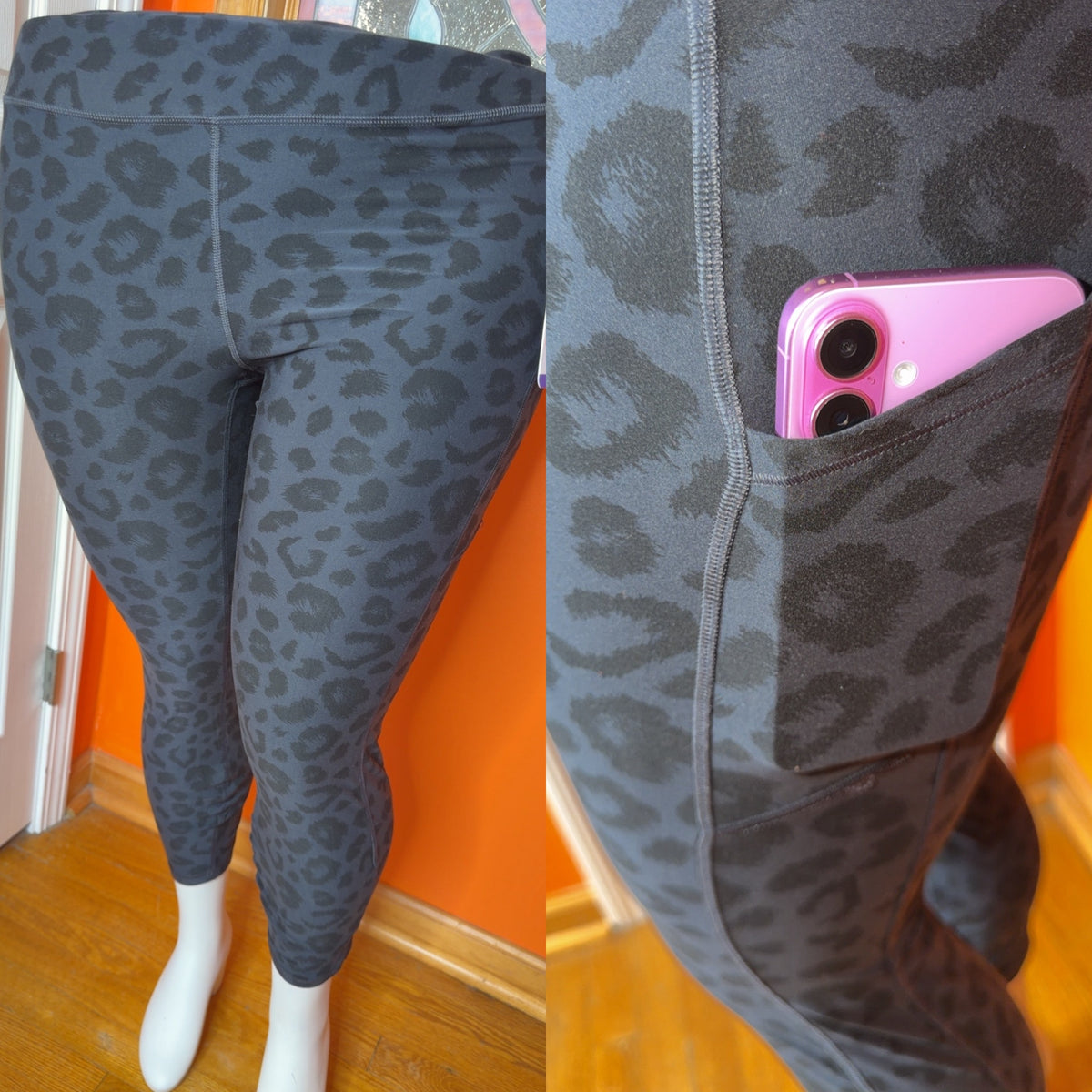 Leopard print leggings with pockets